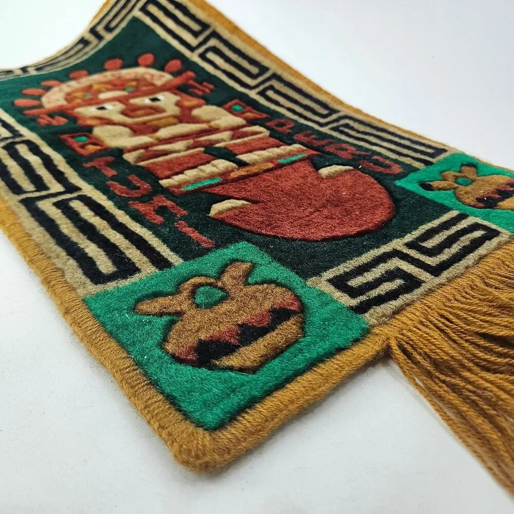 Vintage Peruvian Tumi Figure Wall Hanging Tapestry Textile Art Peru Handmade